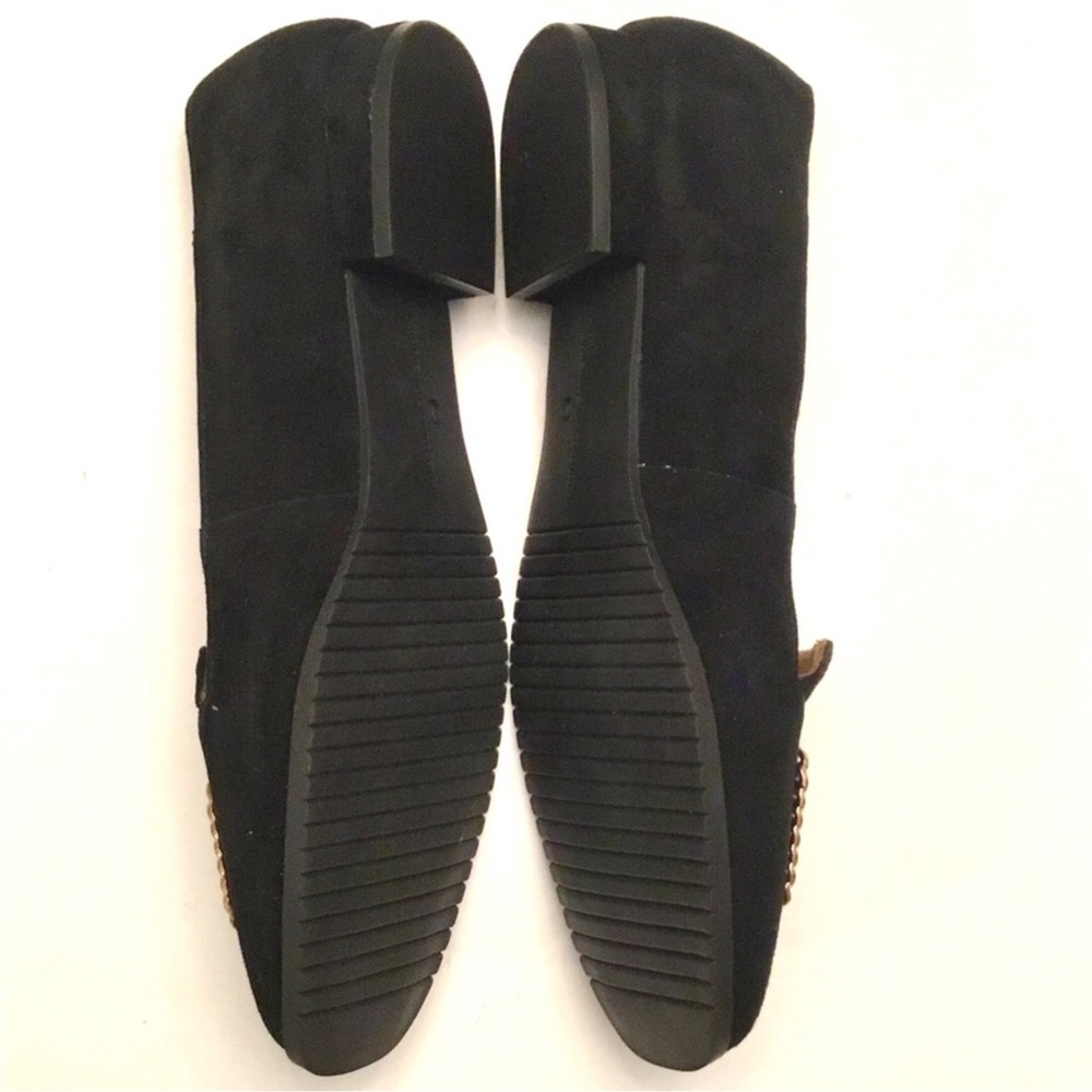 🆕 Adrienne Vittadini Black Flats Size 10 Suede Chain Accent Slip on Shoes NIB - Picture 7 of 16